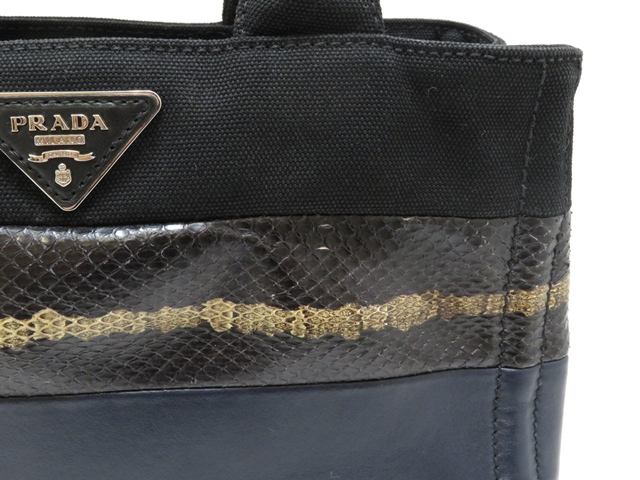 PRADA プラダ カナパ キャンバス/パイソン／カーフ 1BG439 【430