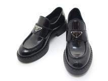 PRADA プラダ 靴 チョコレートローファー レディース36.5(約23～23.5cm) ブラック パテント 1D246M 参考定価￥169,400- (2148103842801) 【200】