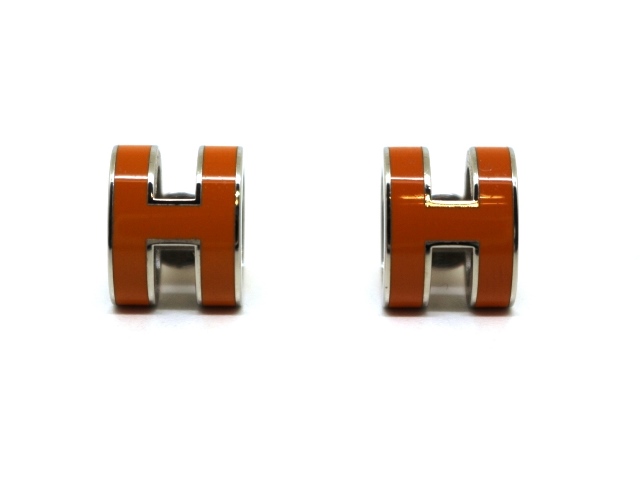 HERMES エルメス ポップアッシュ SS エナメル オレンジ ピアス HERMES エルメス ポップアッシュ SS エナメル オレンジ ピアス