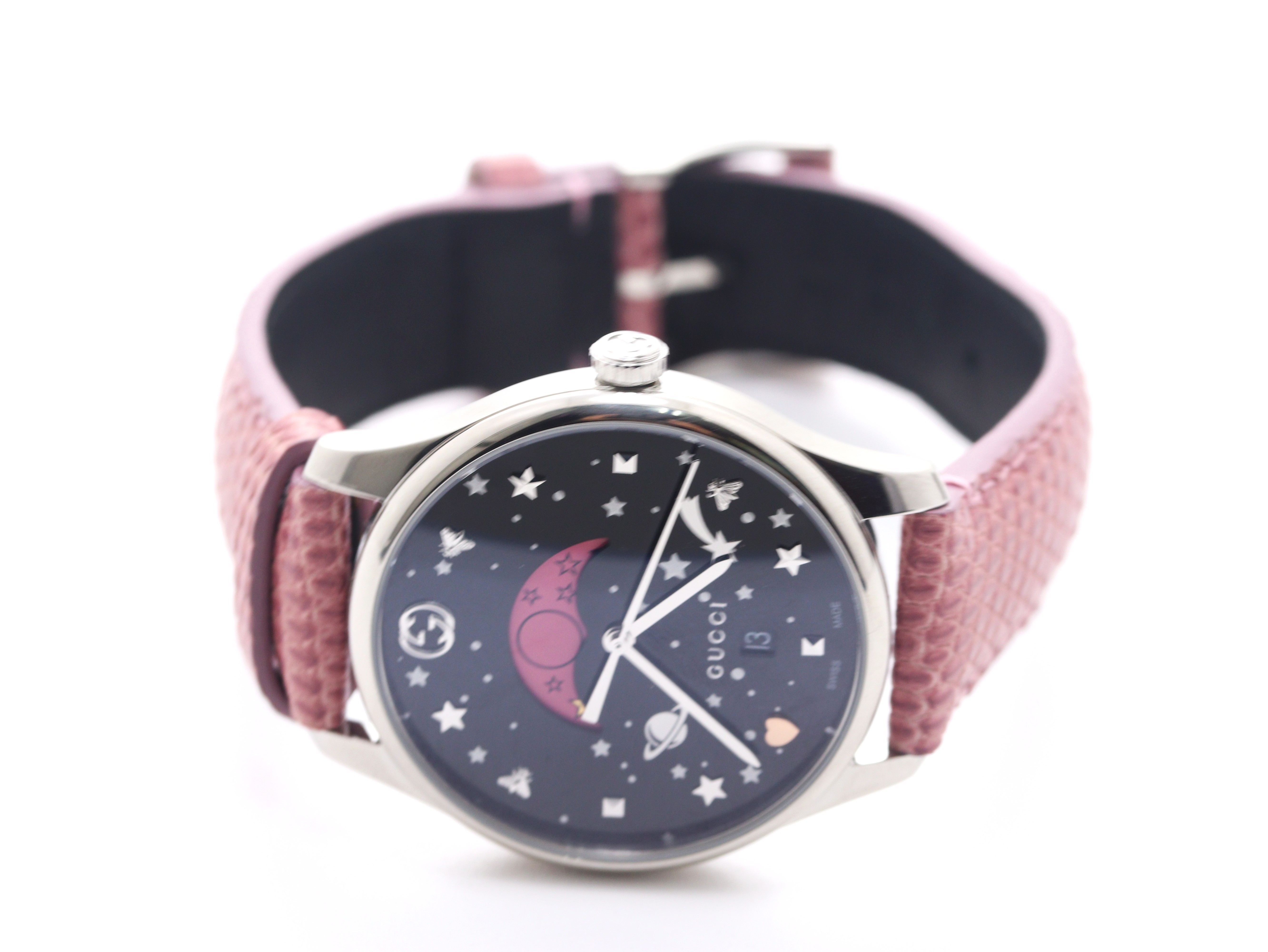 GUCCI グッチ Gタイムレス ムーンフェイズ 黒文字盤/ピンク