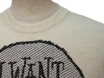 DIOR×Shawn Stussy　ディオール×ショーンステューシー　メッセージニットTシャツ　メンズS　アイボリー/ブラック　シルク　033M633AT376　2143200546331　【432】
