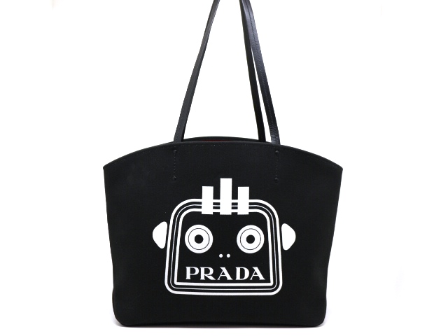 PRADA プラダ バッグ トートバッグ ロボット ブラック キャンバス