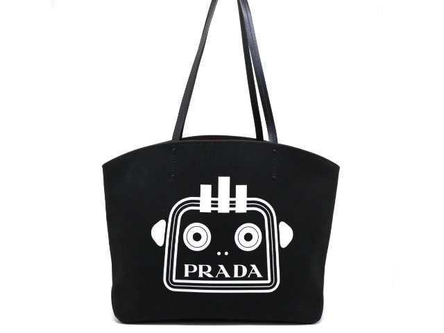 PRADA プラダ バッグ トートバッグ ロボット ブラック キャンバス 