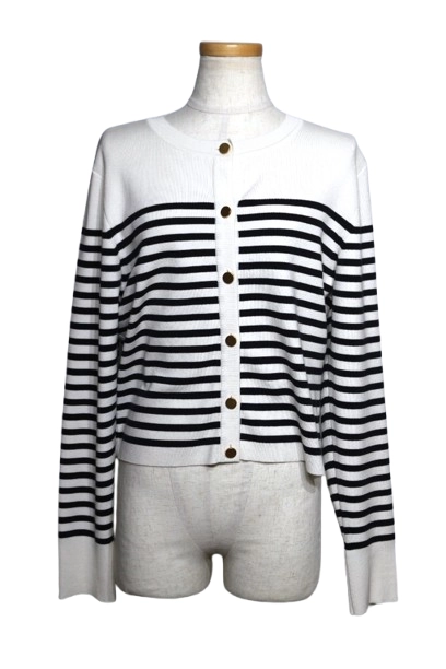 FOXEY フォクシー ニットカーディガン レディース42ホワイト ボーダー