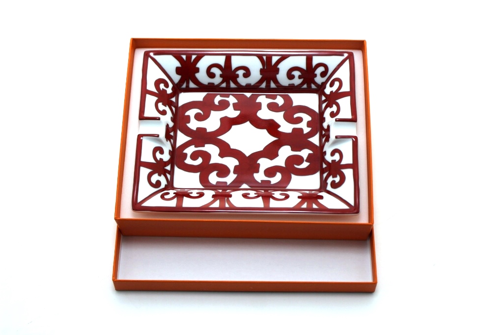 HERMES エルメス 小物 ガダルキヴィール 灰皿 レッド/ホワイト