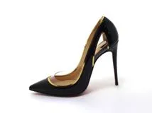Christian Louboutin クリスチャンルブタン 靴 パンプス レディース37(約24cm) ブラック/ゴールド パテント (2148103842818)【200】