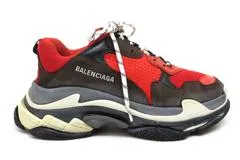 BALENCIAGA バレンシアガ 靴 トリプルS スニーカー メンズ42 約27.5ｃｍ アカ ファブリック 2143000513564 【200】