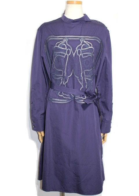 Hermes エルメス ワンピース レディース38 ブルーパープル コットン ポリエステル 0 の購入なら 質 の大黒屋 公式