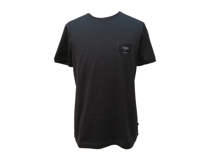 FENDI フェンディ ブラックジャージー Tシャツ メンズM ブラック 
