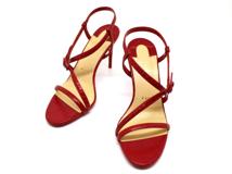 Christian Louboutin　ルブタン　靴　サンダル　レディース38　レッド　レザー型押し　2148103527937　【200】