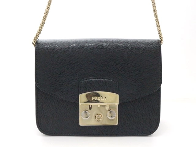 FURLA フルラ メトロポリス・ミニ ショルダーバッグ レザー ブラック