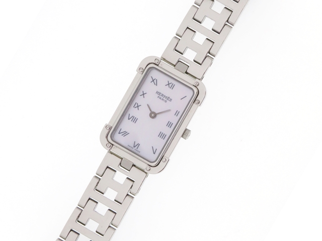 HERMES エルメス 時計 クロアジュール CR2.210 ピンクシェル文字
