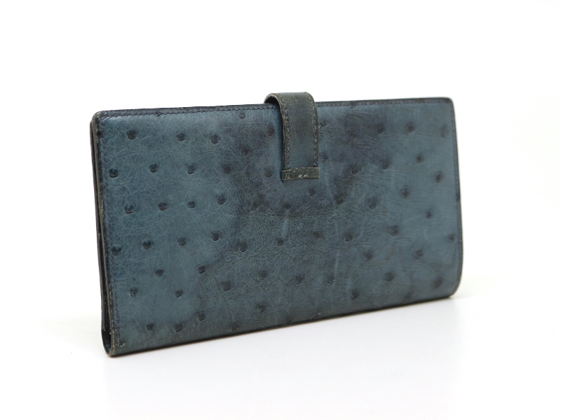 HERMES エルメス 財布 ベアン二つ折り長財布 ブルー/GP（ゴールド金具