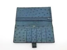 HERMES　エルメス　財布　ベアン二つ折り長財布 ブルー/GP（ゴールド金具）オーストリッチ　○Z刻印（1996年製造）　【200】【中古】【大黒屋】