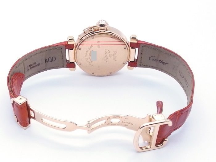 Cartier カルティエ パシャ 32 グリッド ダイヤ WJ11963G PG/革
