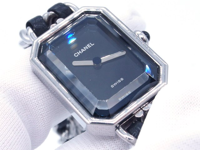 T949 シャネル プルミエールL H0451 シルバー×レザー クォーツ 楽天市場】シャネル CHANEL プルミエール ブラック シルバー