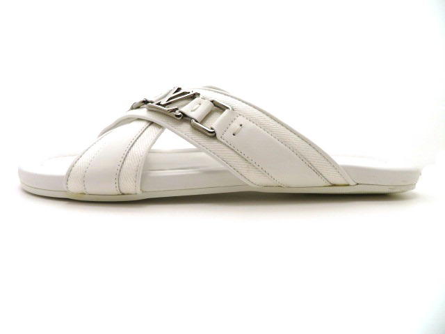 ルイヴィトン サンダル メンズ7 ホワイト キャンバス カーフ 【432  