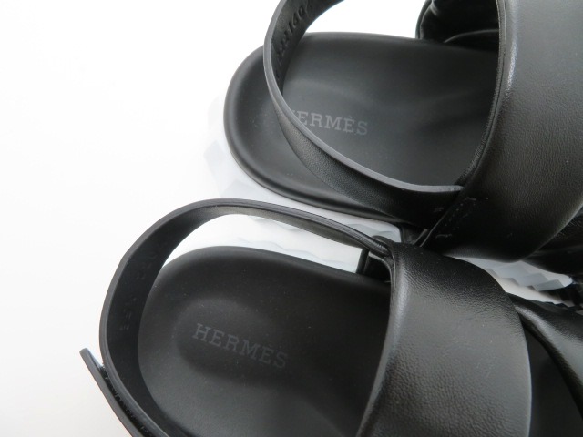 美品！HERMES◻️エルメスブラックサンダル◻️エレクトリック ◻️44／28cm エルメス エレクトリック レザー サンダル 40 ユニセックス