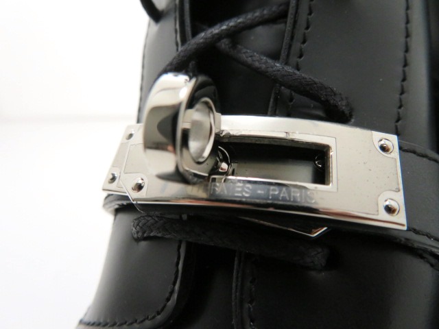 エルメス アンクルブーツ ファンク レディース37 ブラック レザー