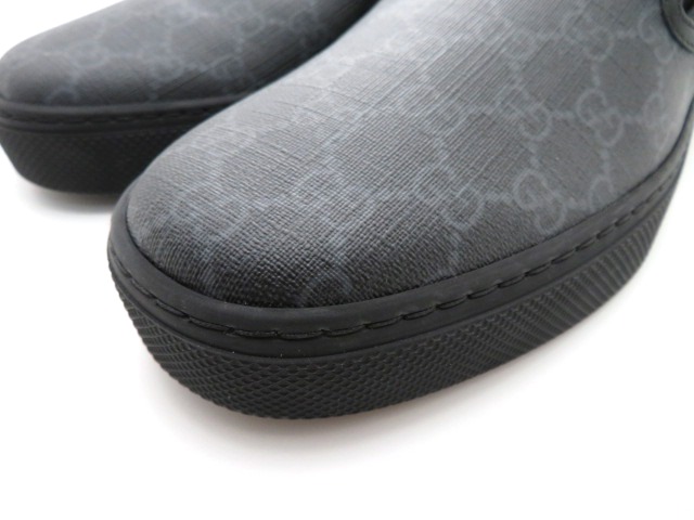 グッチ スリッポン メンズ11 ブラック GGスプリーム レザー