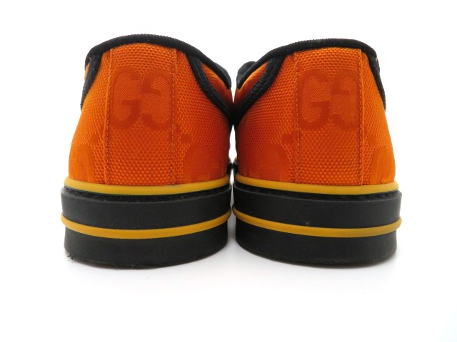 グッチ スニーカー メンズ7 グッチテニス オレンジ GG ファブリック
