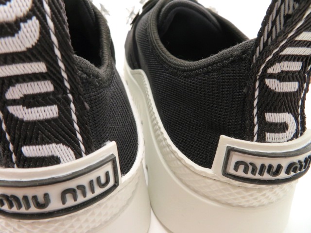ミュウミュウ スニーカー レディース40 ブラック ファブリック