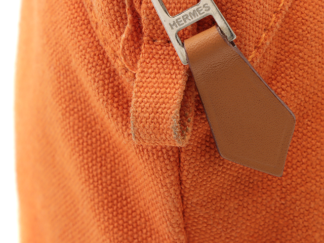 HERMES エルメス ポーチ ボリードポーチ キャンバス レザー オレンジ 【474】