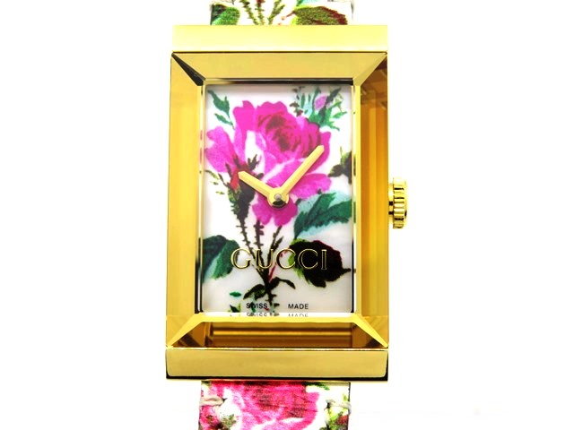 GUCCI グッチ 女性用腕時計 レディース Gフレーム 147.4 レザーベルト  