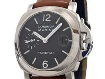 PANERAI パネライ　メンズ オートマチック　ルミノール マリーナ PAM00048 ブラック文字盤 SS/レザー 社外バックル【472】HK