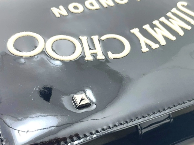 JIMMY CHOO　ジミーチュウ　2wayショルダーバッグ　スタッズ　ヴァレンヌスモール　　パテントレザー　ブラック【472】HA