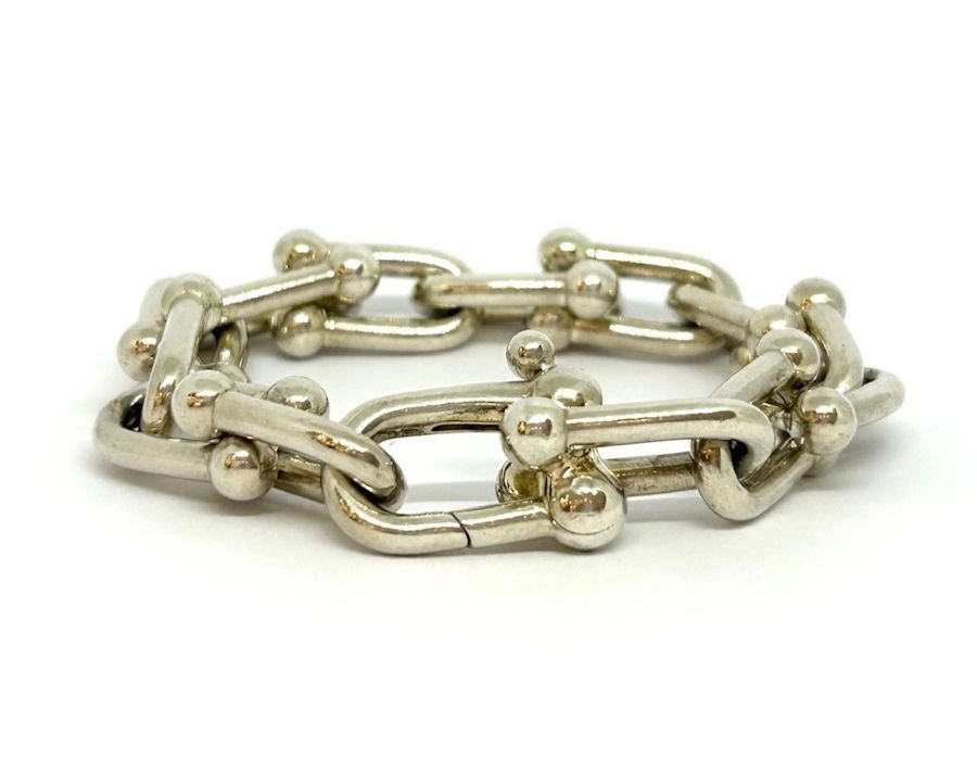 TIFFANY&CO ティファニー　ハードウェアラージリンク　60153091　ミディアム　ブレスレット 925 シルバー　59.0g　15㎝【432】2143200584678