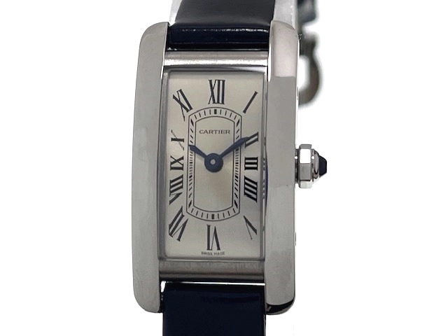 2024年12月正規品 Cartier カルティエ　レディース クオーツ　タンクアメリカンミニ WSTA0081 シルバーローマン文字盤 SS/アリゲーター【472】HK