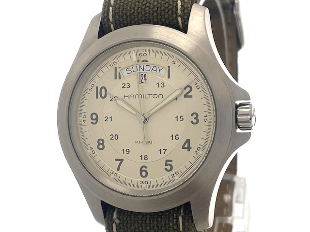 HAMILTON ハミルトン メンズ クオーツ カーキ･キング H64451823 ベージュ(シルバー)文字盤 SS/ナイロン/レザー 現状販売品【472】HK