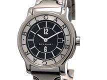 BVLGARI ブルガリ レディース クオーツ ソロテンポ ST29S ブラック×シルバー文字盤 SS【472】HK