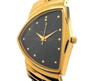 HAMILTON ハミルトン 男女兼用 クオーツ ベンチュラ 40周年記念 6250 ブラック文字盤 GP/リザード 現状販売品【472】HK