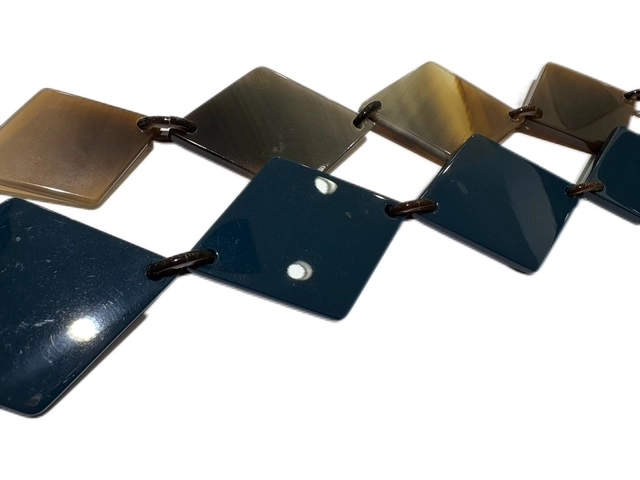 HERMES エルメス ディーヴァ ネックレス ブルーグリーン/ブラウン バッファローホーン 2143700202430 【432】