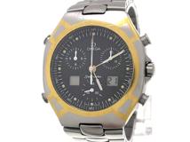 【現状販売】OMEGA オメガ　メンズ クオーツ　シーマスター ポラリス クロノグラフ ブラック文字盤 YG/SS【472】HK