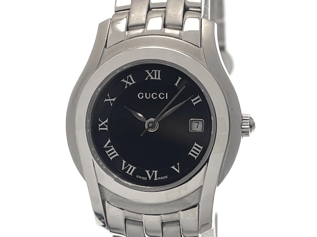 GUCCI グッチ レディース クオーツ Gクラス 5500L YA055503 ブラック文字盤 SS【472】HK