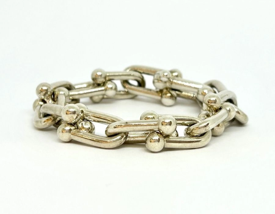 TIFFANY&CO ティファニー　ハードウェアラージリンク　60153091　ミディアム　ブレスレット 925 シルバー　59.0g　15㎝【432】2143200584678