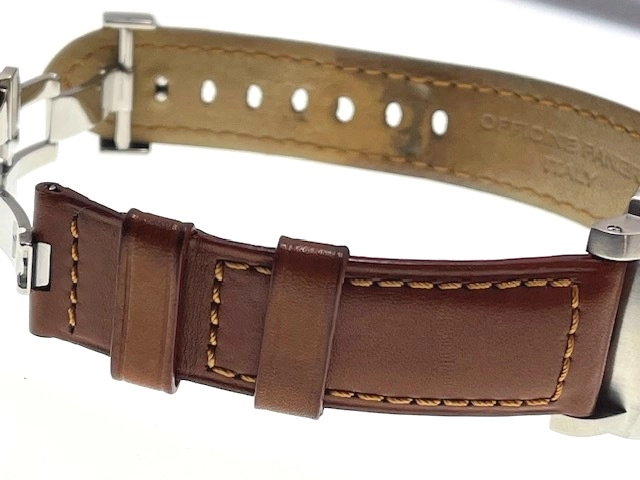 PANERAI パネライ　メンズ オートマチック　ルミノール マリーナ PAM00048 ブラック文字盤 SS/レザー 社外バックル【472】HK