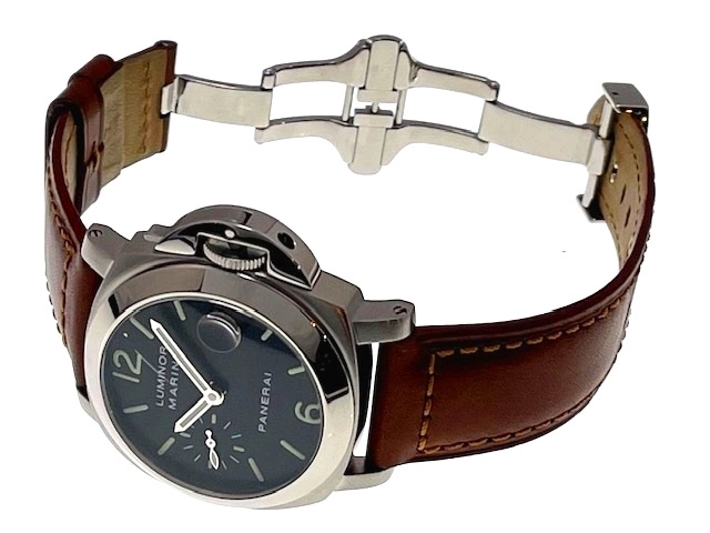 PANERAI パネライ　メンズ オートマチック　ルミノール マリーナ PAM00048 ブラック文字盤 SS/レザー 社外バックル【472】HK