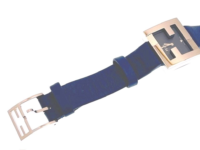 FENDI フェンディ レディース クォーツ レクタンギュラー F100102801 ネイビー文字盤 SS/レザー【472】HK