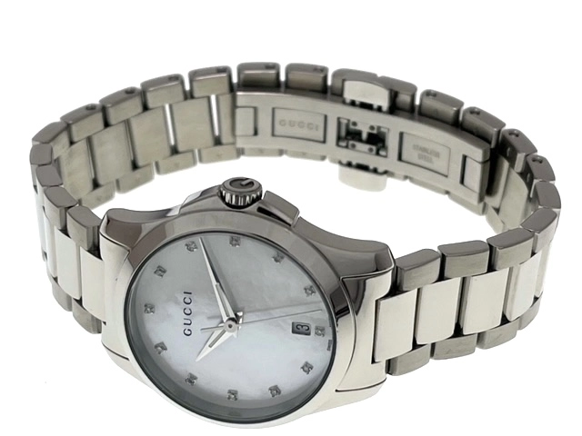 GUCCI グッチ　レディース クオーツ　Gタイムレス YA126542　ホワイトシェル12PD文字盤 SS【472】HK