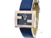 FENDI フェンディ レディース クォーツ レクタンギュラー F100102801 ネイビー文字盤 SS/レザー【472】HK