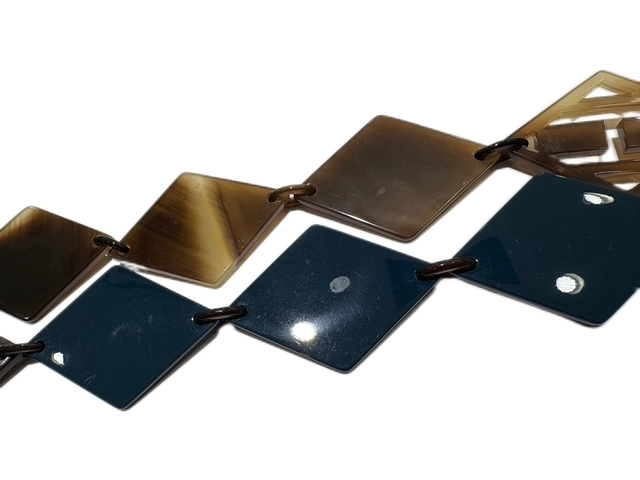 HERMES エルメス ディーヴァ ネックレス ブルーグリーン/ブラウン バッファローホーン 2143700202430 【432】