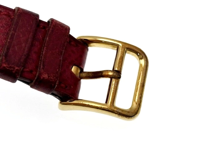 HERMES エルメス 腕時計 メドール ME1.210 GP/革 ホワイト文字盤 クォーツ【472】TS