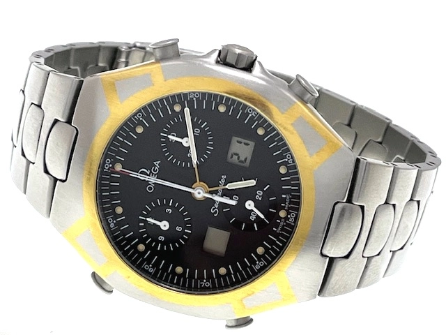 【現状販売】OMEGA オメガ　メンズ クオーツ　シーマスター ポラリス クロノグラフ ブラック文字盤 YG/SS【472】HK
