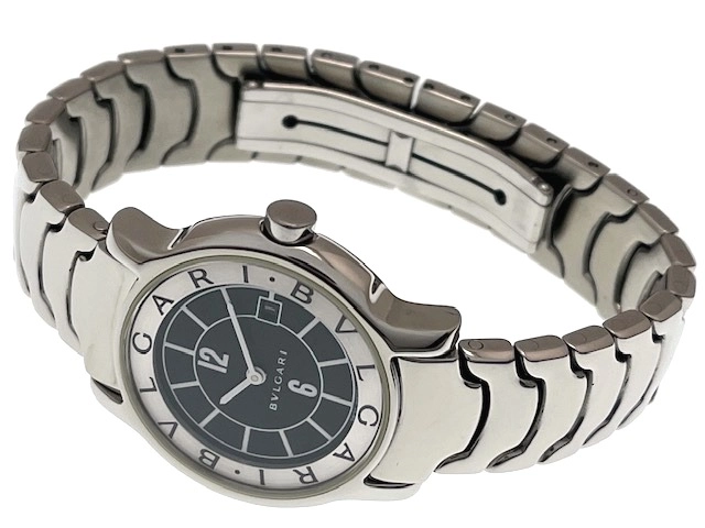 BVLGARI ブルガリ レディース クオーツ ソロテンポ ST29S ブラック×シルバー文字盤 SS【472】HK
