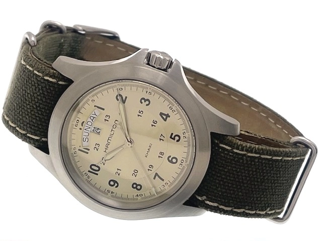 HAMILTON ハミルトン メンズ クオーツ カーキ･キング H64451823 ベージュ(シルバー)文字盤 SS/ナイロン/レザー 現状販売品【472】HK