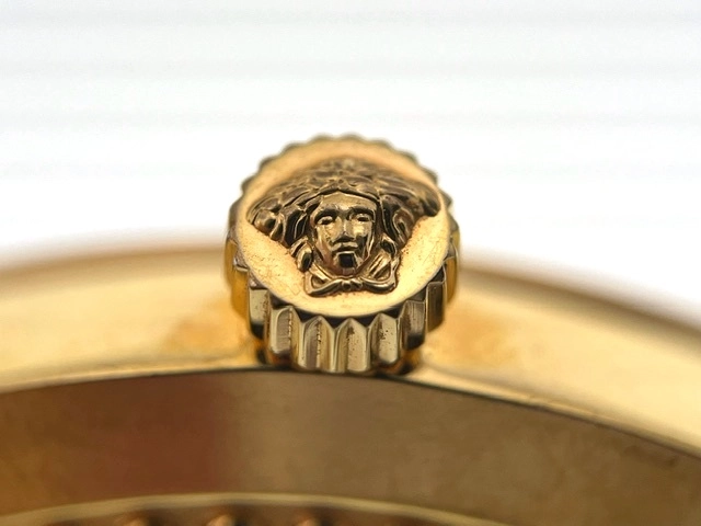 VERSACE ヴェルサーチ 腕時計 バニティ P5Q ゴールドプレート/革 レッド文字盤 クォーツ 【472】TS